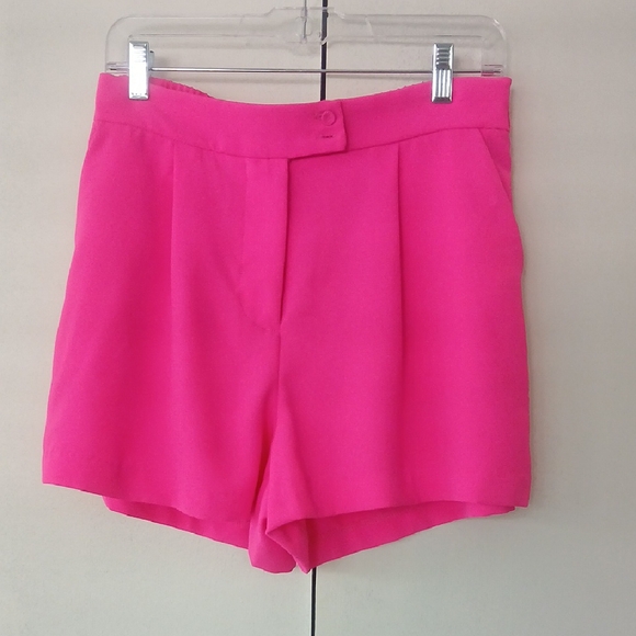 Chic Pink High Waist Tailored Shorts - Picture 1 of 5
